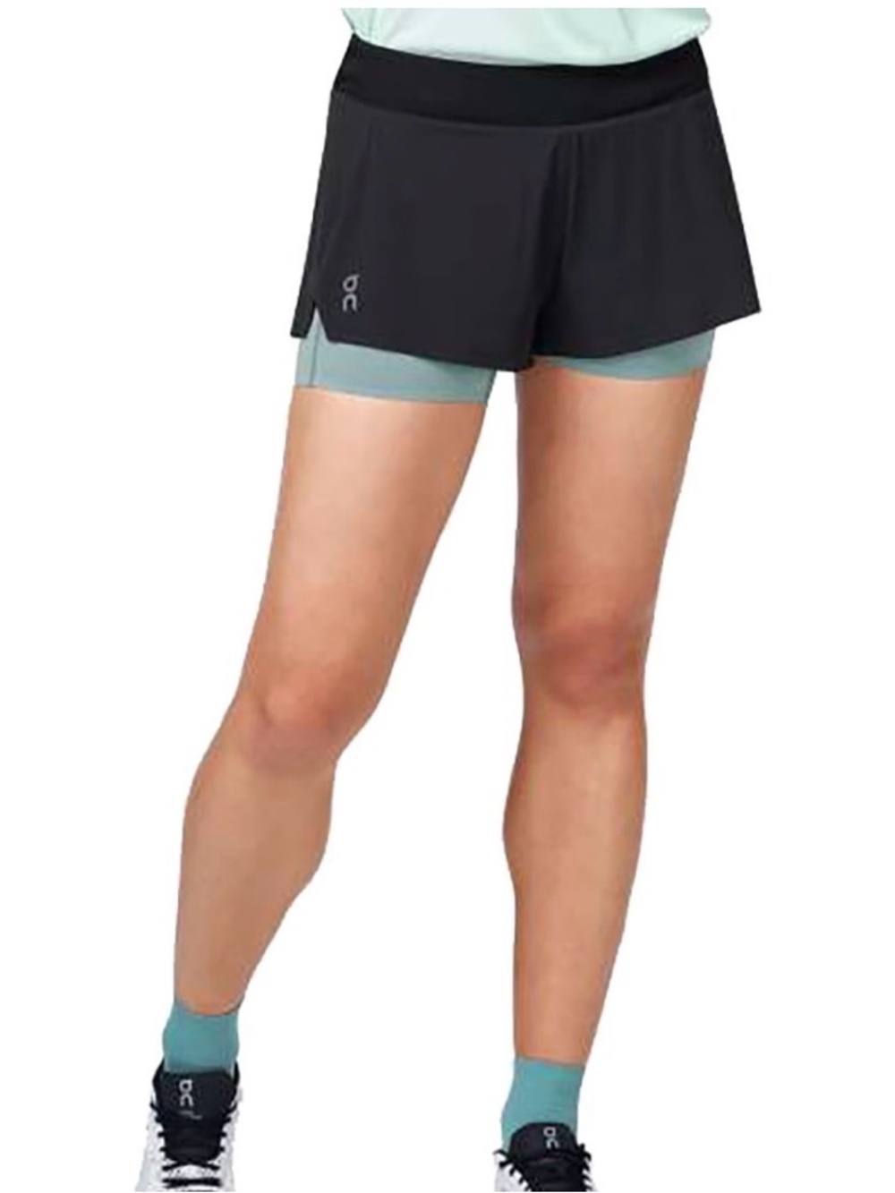 On Running Black Skort with Teal Inner Shorts